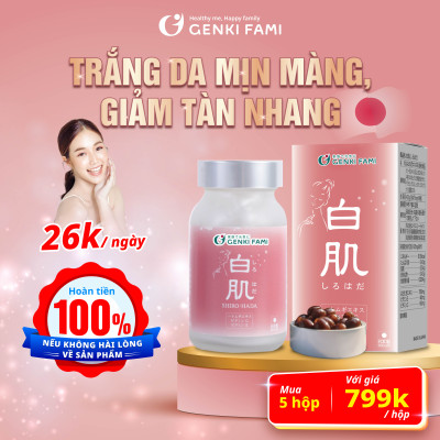 Viên Uống Trắng Da, Ngăn Ngừa Sạm Nám Từ Thiên Nhiên Shiro Hada Genki Fami Nhật Bản
