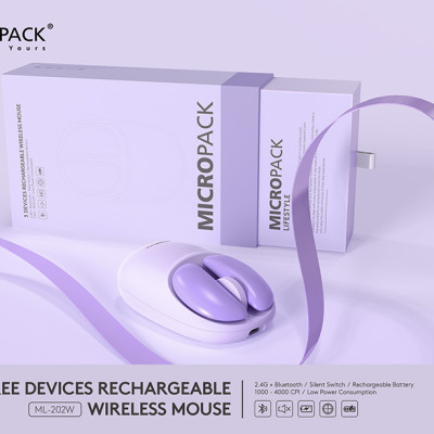Chuột Không Dây MicroPack Lifestyle Dual Mode 2.4G + Bluetooth Wireless Mouse ML-202W Thiết Kế Độc Đáo Siêu Nhạy 4000CPI Hàng Chính Hãng