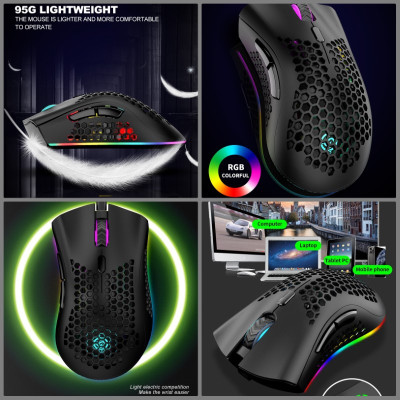 Chuột Không Dây Pin sạc T66 Gaming led RGB Cổng sạc TypeC chống mỏi cổ tay cho máy tính laptop hàng nhập khẩu