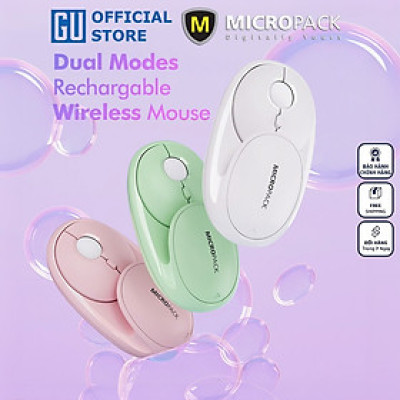 Chuột Không Dây MicroPack SPEED GLASS MP-720C Rechargeable Wireless Mouse 2.4G Bluetooth Dual Mode Tích Hợp Gương Mini Hàng Chính Hãng