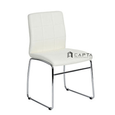 Ghế ăn nệm PVC chân vòng METRO-S Nội thất Capta Ghế ăn bọc nệm simili màu trắng chân thép mạ chrome bóng