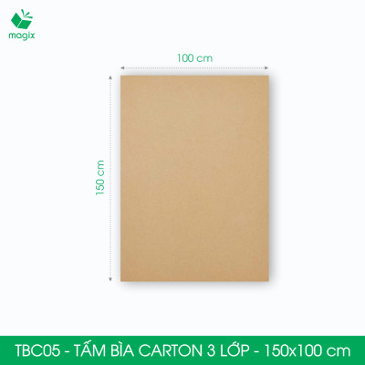 TBC05 - 150x100 cm - 5 tấm bìa carton 3 lớp nguyên tấm cứng cáp, bìa gói hàng, bìa mô hình