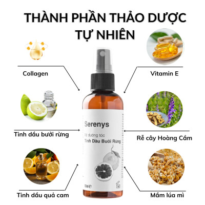 Combo 2 chai Xịt dưỡng tóc tinh dầu bưởi rừng dưỡng tóc suông dài mềm mượt Serenys 100ml