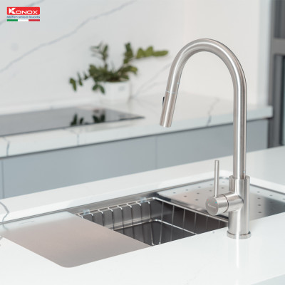 Chậu rửa bát chống xước KONOX Workstation – Undermount Sink KN8644SU Dekor - Bảo hành chính hãng 10 năm