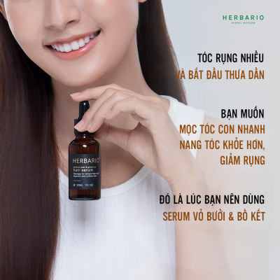 Serum mọc tóc tinh dầu vỏ bưởi & tinh dầu bồ kết herbario 30ml tinh chất kích thích mọc tóc nhanh, ngăn rụng tóc, hỗ trợ trị Rụng Tóc, làm tóc dài nhanh