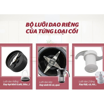 Máy Xay Sinh Tố 3 Cối Sunhouse SHD5322 (1.25L) - Đỏ - Hàng chính hãng
