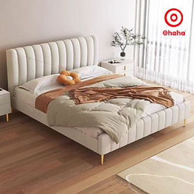 [Miễn phí lắp đặt và vận chuyển] Giường ngủ bọc nỉ cỡ lớn kết hợp gỗ cao cấp chống ẩm Có Tab / Không Tab đầu giường Ohaha - GN026