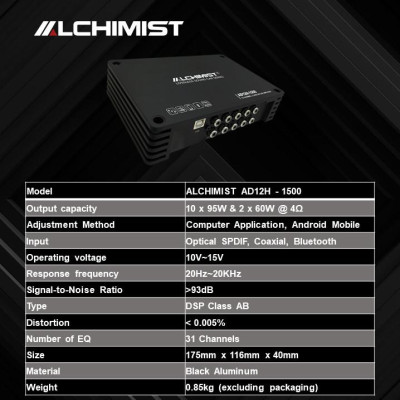 Bộ xử lý DSP 12 kênh cao cấp Alchimist AD12H-1500 với chip AD12Pro Bluetooth 5.3 App tuning âm thanh