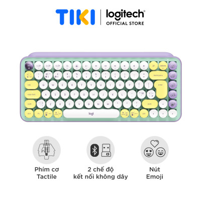 Bàn phím cơ không dây bluetooth | USB Logitech POP KEYS - với 8 phím emoji có thể điều chỉnh, switch tactile, kết nối 3 thiết bị - Hàng chính hãng