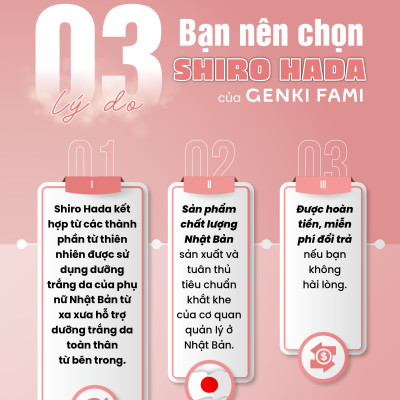 Viên Uống Trắng Da, Ngăn Ngừa Sạm Nám Từ Thiên Nhiên Shiro Hada Genki Fami Nhật Bản