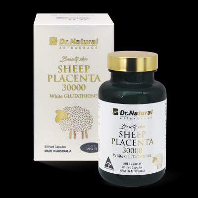 Viên Uống Trắng Da Nhau Thai Cừu Dr Natural Beauty Skin Sheep Placenta 30000 White Glutathione 60 Viên - Hàng Chính Hãng
