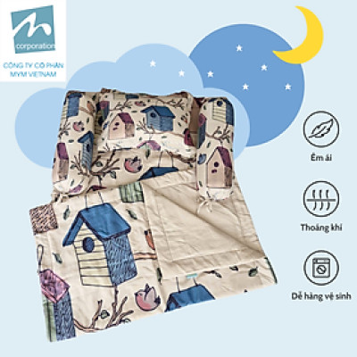 Bộ chăn gối nệm 5 chi tiết cho trẻ em MYM chất liệu vải Microfiber in hoạ tiết đáng yêu, mềm mại, thấm hút
