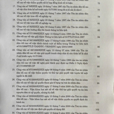 Hệ thống Công văn hướng dẫn nghiệp vụ của Tòa án nhân dân tối cao trong lĩnh vực Dân sự và Tố tụng Dân sự (từ năm 1986 đến năm 2023)
