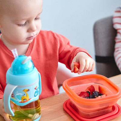 Bát ăn dặm silicon vuông có thể xếp gọn cho bé Marcus & Marcus