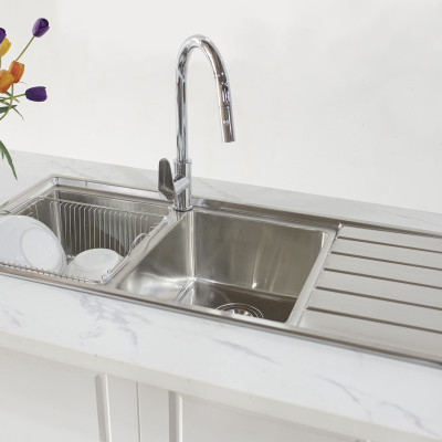 Chậu rửa bát Konox, European Series, Model Premium KS11650 2B , Inox 304AISI tiêu chuẩn châu Âu, 1160x500x215(mm), Hàng chính hãng