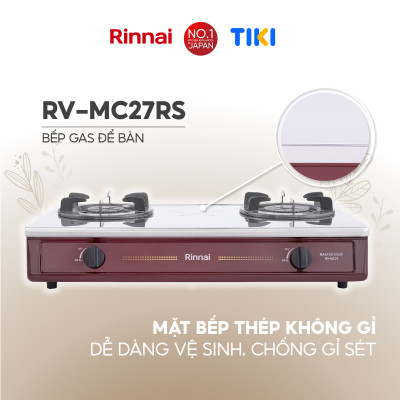 Bếp gas dương Rinnai RV-MC27RS mặt bếp inox và kiềng bếp men - Hàng chính hãng.
