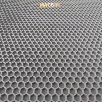 Thảm 2 lớp (sd3) dạng lưới lục giác cho Hyundai Custin màu ghi  bề mặt cao su siêu sạch nhãn hiệu Macsim