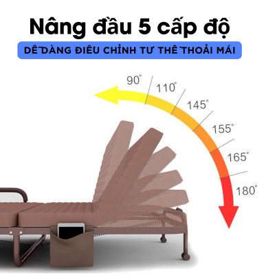 Giường gấp nâng đầu tự động 5 cấp độ hỗ trợ trào ngược dạ dày, khung thép chắc chắn, đệm dày êm, chính hãng Nikita