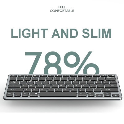 Bàn phím không dây mini W159 - pin sạc - đa kết nối bluetooth 5.0 + 3.0 + Usb wireless 2.4G hàng nhập khẩu