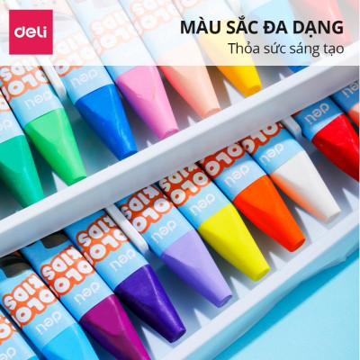 Màu sáp dầu học sinh Colorkids 12/24 màu Deli- Sáp màu dầu siêu mịn, màu sắc tươi sáng, an toàn ít mùi, tô màu mỹ thuật