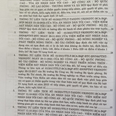 Các Thông Tư Liên Tịch của Toà Án Nhân Dân Tối Cao - Viện Kiểm Sát Nhân Dân Tối Cao- Bộ Tư Pháp - Bộ Công An - Bộ Quốc Phòng Về Hình Sự, Dân Sự, Hành Chính, Kinh Tế, Thương Mại, Lao Động  từ năm 2016-2023
