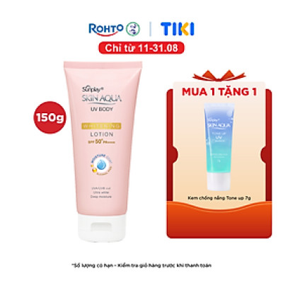 Kem chống nắng body Skin Aqua dưỡng trắng dùng hàng ngày Sunplay Skin Aqua UV Body Whitening Lotion SPF 50+ PA++++ 150g