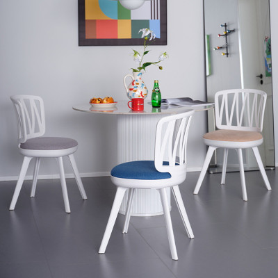 Ghế cafe nhựa có nệm vải bố khung màu trắng CC1575-F Nội thất Capta Ghế ăn thân nhựa nệm vải không tay tựa tại HCM 