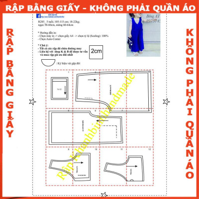 Rập giấy A0 đầm bé gái mã R285 (BẢN VẼ)