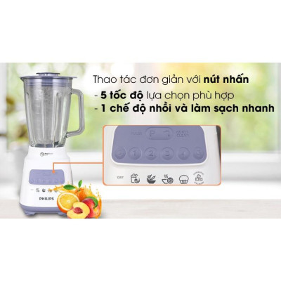 Máy Xay Sinh Tố Philips HR2222 - 1.5L Cối Thủy Tinh - Công Suất 700W - Hàng Chính Hãng