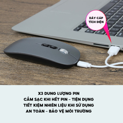 Chuột không dây Bluetooth HXSJ M103 wireless tự sạc pin siêu mỏng không gây tiếng ồn cho laptop MCBook PC Tablet PAD-Hàng Chính Hãng