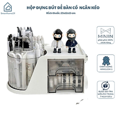 Hộp Đựng Bút Có Ngăn Kéo Tiện Dụng, Hộp Bút Để Bàn Đa Năng, Hộp Đựng Đồ Bàn Học, Hộp Đựng Mỹ Phẩm - HÀNG CHÍNH HÃNG MINIIN