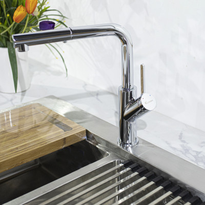 Vòi rửa bát rút dây Konox, Model Artan Grey, 6 phiên bản màu, Bề mặt mạ PVD 5 lớp cao cấp, Lõi đồng tiêu chuẩn CW617N, Linh kiện phụ trợ dòng chảy nhập khẩu châu Âu, Bảo hành chính hãng 5 năm, Hàng chính hãng