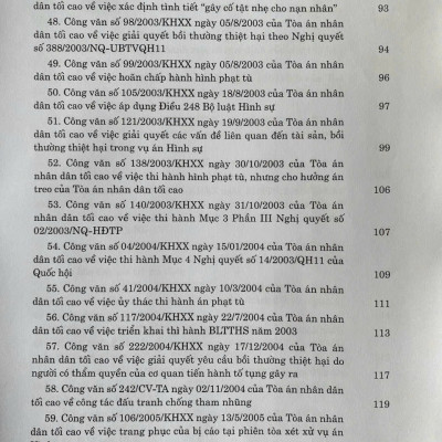 Hệ thống Công văn hướng dẫn nghiệp vụ của Tòa án nhân dân tối cao trong lĩnh vực Hình sự và Tố tụng Hình sự (từ năm 1987 đến năm 2023)