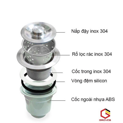 CHẬU RỬA BÁT, CHÉN INOX 2 HỐ CÂN GRBC8245C
