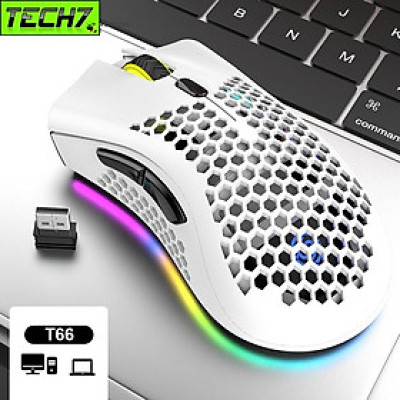 Chuột Không Dây Pin sạc T66 Gaming led RGB Cổng sạc TypeC chống mỏi cổ tay cho máy tính laptop hàng nhập khẩu