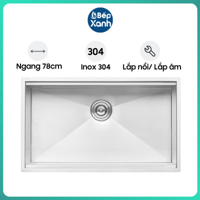Chậu Rửa Chén Ecalite ESD-7848HS - Lắp Nổi/Lắp Âm - Inox 304 Cực Bền - 1 Ngăn Rộng Rãi - Hàng Chính Hãng
