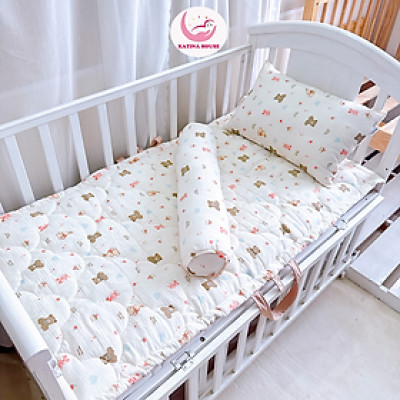 Bộ gối nệm cho bé đi học mầm non Katina House, vải muslin mềm nhẹ, thoáng khí, thấm hút tốt