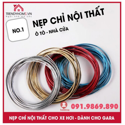 Chỉ viền trang trí nội thất ô tô (cuộn 5m) Chỉ nẹp viền nội thất xe hơi, dây viền trang trí nội thất ô tô, chỉ nội thất