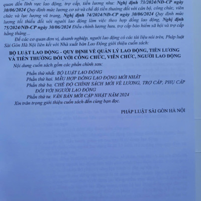Sách Bộ Luật Lao Động – Quy Định Về Quản Lý Lao Động, Tiền Lương Và Tiền Thưởng Đối Với Công Chức, Viên Chức, Người Lao Động (V2532D)