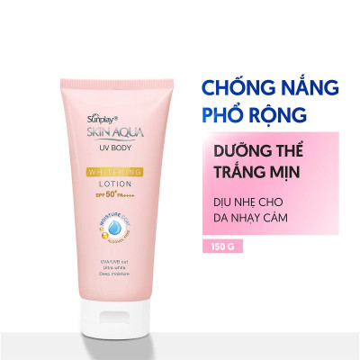 Kem chống nắng body Skin Aqua dưỡng trắng dùng hàng ngày Sunplay Skin Aqua UV Body Whitening Lotion SPF 50+ PA++++ 150g