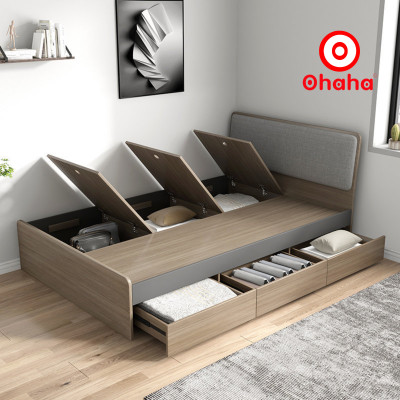 [Miễn phí vận chuyển & lắp đặt] Giường ngủ thông minh cao cấp bọc nệm đầu giường gỗ công nghiệp Ohaha - GN005