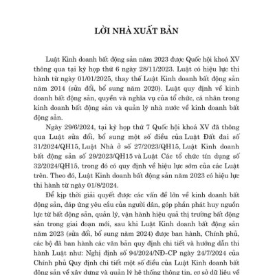 Các văn bản hướng dẫn thi hành Luật kinh doanh bất động sản năm 2023 (sửa đổi, bổ sung năm 2024) - bản in 2025