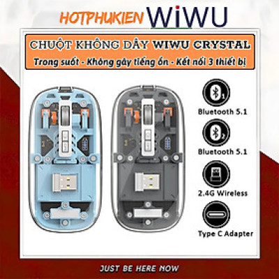 Chuột Không Dây bluetooth 5.1 hiệu WiWU Crystal WM105 - Sạc USB C, Chuột không dây cho MacBook/Laptop, cho iPhone, cho iPad, Nhẹ, Kết Nối 2.4G,, Không Độ Trễ, silend mode (im lặng), thiết kế trong suốt lợ cơ - Hàng nhập khẩu