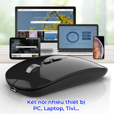 Chuột không dây Bluetooth HXSJ M103 wireless tự sạc pin siêu mỏng không gây tiếng ồn cho laptop MCBook PC Tablet PAD-Hàng Chính Hãng