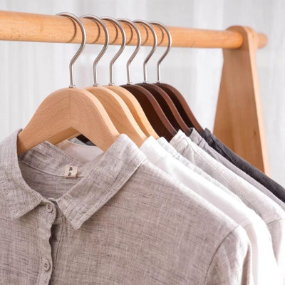 10 Móc Gỗ Treo Quần Áo Vàng Thanh Ngang 44.5cm