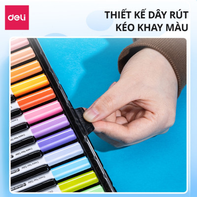 Bút Lông Màu Felt Pen Deli 20/36 Màu Pastel Basic Ngòi Chóp Rửa Được- Dùng Tô Vẽ Đi Nét Calligraphy Highlight Fiber Pen