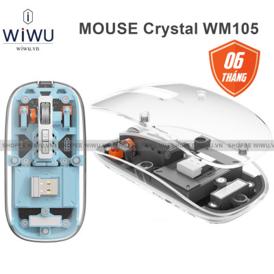 Chuột quang không dây cho IPad , Laptop , Macbook hiệu WIWU Mouse Crystal WM105 thiết kế trong suốt lộ cơ - hàng chính hãng