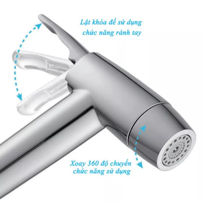 Bộ xịt vệ sinh 2 chế độ chảy, khóa thông minh Eurolife EL-X12-V ( Vàng mờ)