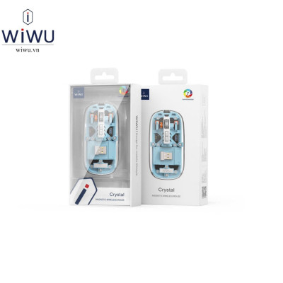 Chuột quang không dây cho IPad , Laptop , Macbook hiệu WIWU Mouse Crystal WM105 thiết kế trong suốt lộ cơ - hàng chính hãng