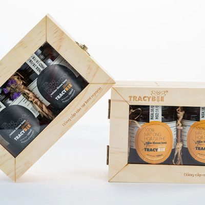 Hộp quà gỗ đôi mật ong hoa cà phê 220G